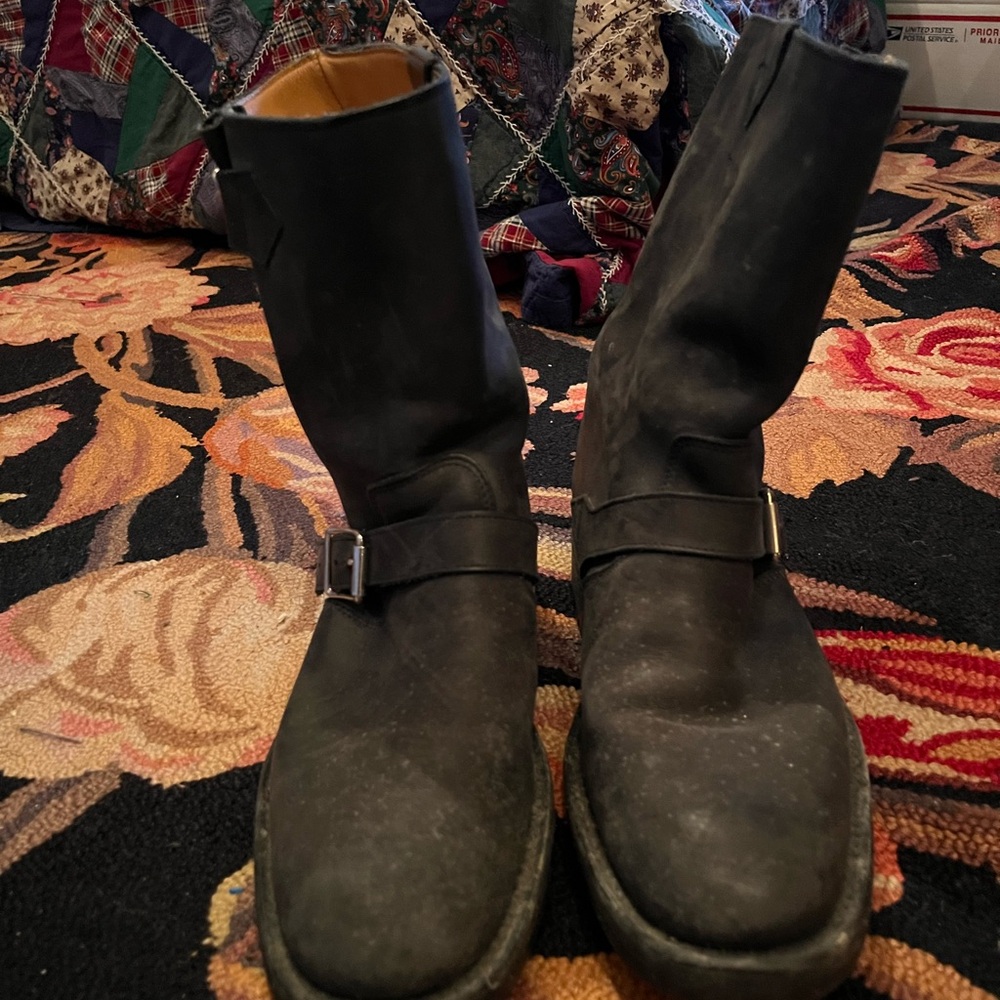 Ralph Lauren POLO black leather Motorcycle boots  size 9